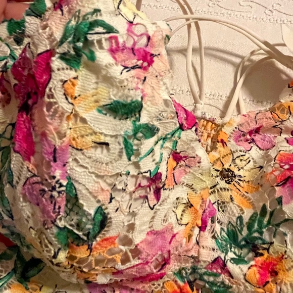 Victorias Secret Smocked Triangle Small Bralette Lace Floral Festival Indie Rave - Picture 3 of 8